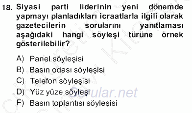 Haber Toplama Teknikleri 2013 - 2014 Ara Sınavı 18.Soru