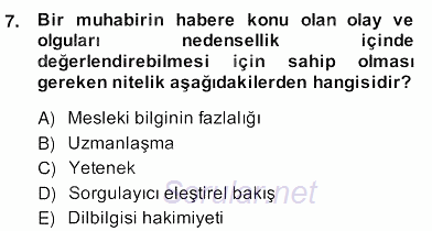 Haber Toplama Teknikleri 2013 - 2014 Ara Sınavı 7.Soru