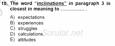 İleri Okuma Ve Yazma Becerileri 2 2012 - 2013 Dönem Sonu Sınavı 10.Soru
