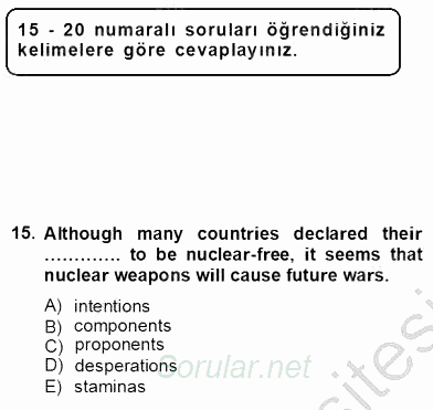 İleri Okuma Ve Yazma Becerileri 2 2012 - 2013 Dönem Sonu Sınavı 15.Soru