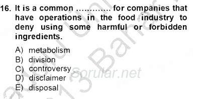 İleri Okuma Ve Yazma Becerileri 2 2012 - 2013 Dönem Sonu Sınavı 16.Soru