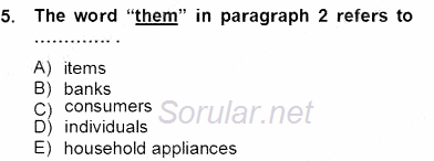 İleri Okuma Ve Yazma Becerileri 2 2012 - 2013 Dönem Sonu Sınavı 5.Soru