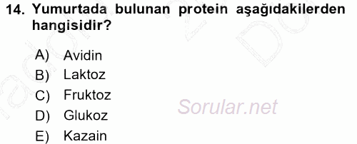Yiyecek Üretim Temelleri 2015 - 2016 Dönem Sonu Sınavı 14.Soru