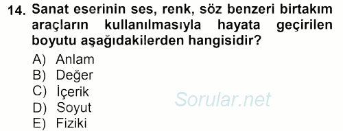 Felsefe 2012 - 2013 Dönem Sonu Sınavı 14.Soru