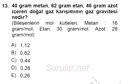 Geleneksel Enerji Kaynakları 2012 - 2013 Dönem Sonu Sınavı 13.Soru