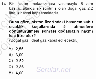 Geleneksel Enerji Kaynakları 2012 - 2013 Dönem Sonu Sınavı 14.Soru