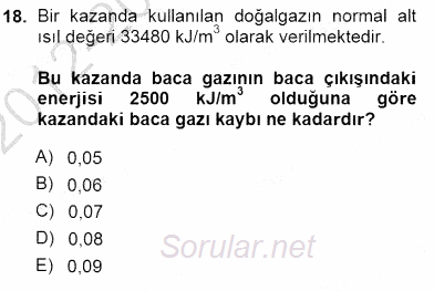 Geleneksel Enerji Kaynakları 2012 - 2013 Dönem Sonu Sınavı 18.Soru