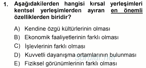 Tarımsal Yapılar ve Sulama 2014 - 2015 Tek Ders Sınavı 1.Soru