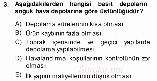 Tarımsal Yapılar ve Sulama 2014 - 2015 Tek Ders Sınavı 3.Soru