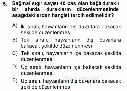 Tarımsal Yapılar ve Sulama 2014 - 2015 Tek Ders Sınavı 5.Soru