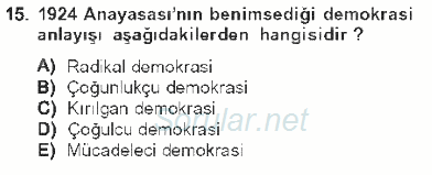 Anayasa 1 2012 - 2013 Tek Ders Sınavı 15.Soru