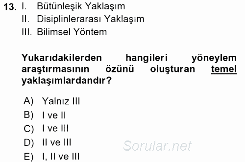 Yönetim Bilimi 2 2015 - 2016 Ara Sınavı 13.Soru