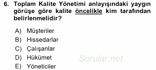 Yönetim Bilimi 2 2015 - 2016 Ara Sınavı 6.Soru