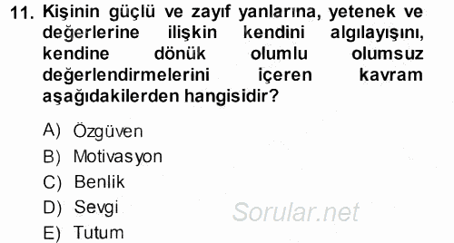 Aile İçi Uyumlu Etkileşim 2014 - 2015 Dönem Sonu Sınavı 11.Soru