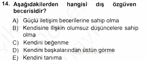 Aile İçi Uyumlu Etkileşim 2014 - 2015 Dönem Sonu Sınavı 14.Soru