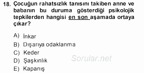 Aile İçi Uyumlu Etkileşim 2014 - 2015 Dönem Sonu Sınavı 18.Soru