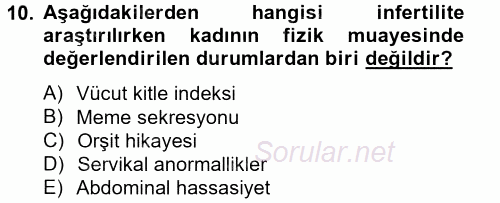 Aile Sağlığı 2014 - 2015 Tek Ders Sınavı 10.Soru