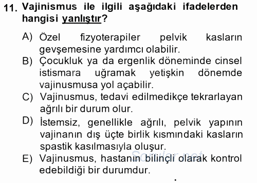Aile Sağlığı 2014 - 2015 Tek Ders Sınavı 11.Soru