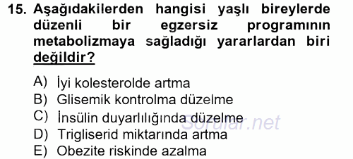 Aile Sağlığı 2014 - 2015 Tek Ders Sınavı 15.Soru