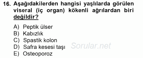 Aile Sağlığı 2014 - 2015 Tek Ders Sınavı 16.Soru
