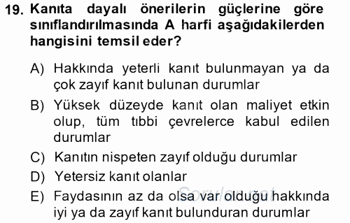 Aile Sağlığı 2014 - 2015 Tek Ders Sınavı 19.Soru