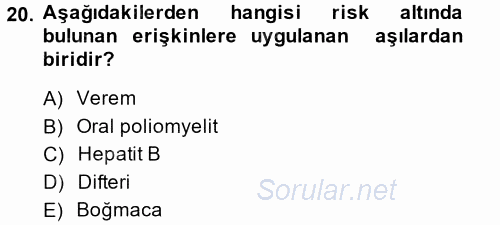 Aile Sağlığı 2014 - 2015 Tek Ders Sınavı 20.Soru