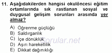 Özel Eğitim 2012 - 2013 Dönem Sonu Sınavı 11.Soru