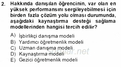 Özel Eğitim 2012 - 2013 Dönem Sonu Sınavı 2.Soru