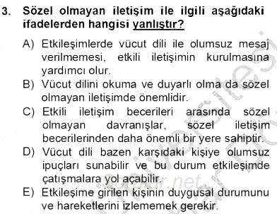 Özel Eğitim 2012 - 2013 Dönem Sonu Sınavı 3.Soru