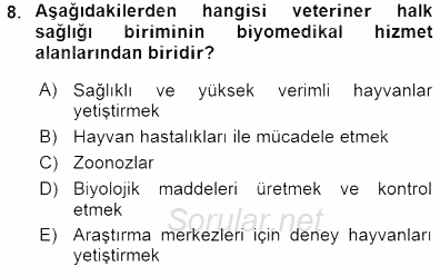 Veteriner Hizmetleri Mevzuatı ve Etik 2015 - 2016 Dönem Sonu Sınavı 8.Soru