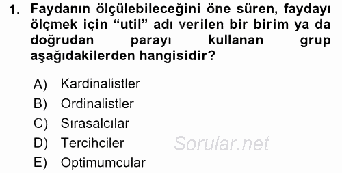 İktisada Giriş 1 2017 - 2018 3 Ders Sınavı 1.Soru