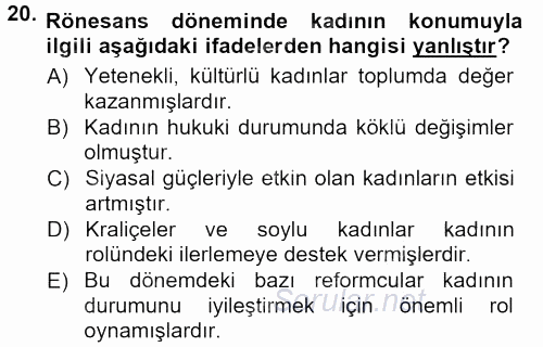 Toplumsal Yaşamda Aile 2012 - 2013 Dönem Sonu Sınavı 20.Soru
