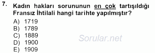 Toplumsal Yaşamda Aile 2012 - 2013 Dönem Sonu Sınavı 7.Soru