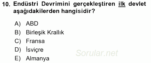 Karşılaştırmalı Siyasal Sistemler 2016 - 2017 Ara Sınavı 10.Soru