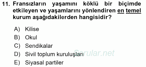 Karşılaştırmalı Siyasal Sistemler 2016 - 2017 Ara Sınavı 11.Soru