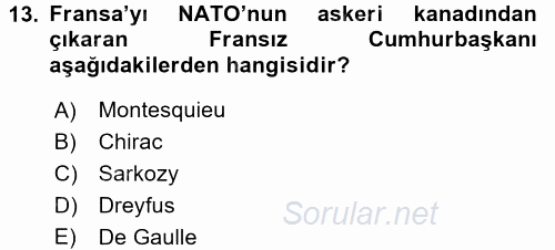 Karşılaştırmalı Siyasal Sistemler 2016 - 2017 Ara Sınavı 13.Soru