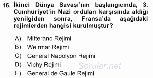 Karşılaştırmalı Siyasal Sistemler 2016 - 2017 Ara Sınavı 16.Soru
