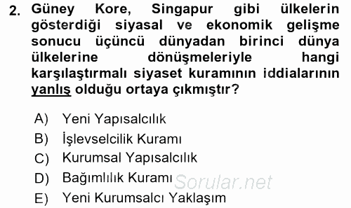 Karşılaştırmalı Siyasal Sistemler 2016 - 2017 Ara Sınavı 2.Soru