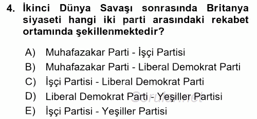 Karşılaştırmalı Siyasal Sistemler 2016 - 2017 Ara Sınavı 4.Soru