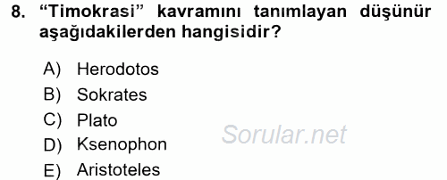 Karşılaştırmalı Siyasal Sistemler 2016 - 2017 Ara Sınavı 8.Soru