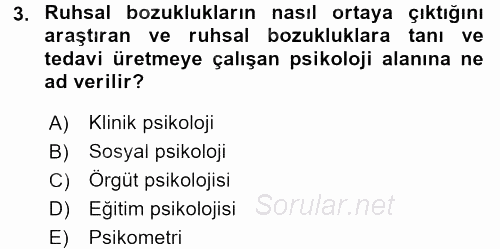 Davranış Bilimleri 2 2016 - 2017 3 Ders Sınavı 3.Soru