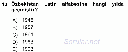 Çağdaş Türk Dünyası 2015 - 2016 Tek Ders Sınavı 13.Soru