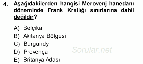 Orta Çağ-Yeni Çağ Avrupa Tarihi 2014 - 2015 Ara Sınavı 4.Soru
