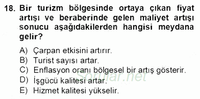 Turizm Ekonomisi 2012 - 2013 Dönem Sonu Sınavı 18.Soru