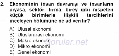 Turizm Ekonomisi 2012 - 2013 Dönem Sonu Sınavı 2.Soru