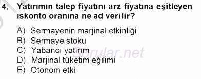 Turizm Ekonomisi 2012 - 2013 Dönem Sonu Sınavı 4.Soru