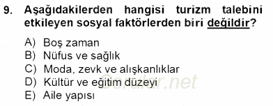 Turizm Ekonomisi 2012 - 2013 Dönem Sonu Sınavı 9.Soru