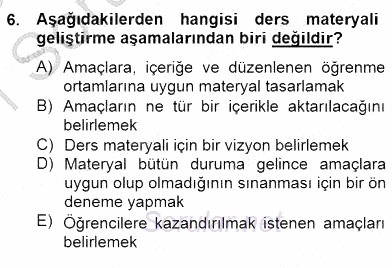 İng. Öğretmenliğinde Öğretim Teknolojileri Ve Materyal Tasarımı 2 2014 - 2015 Ara Sınavı 6.Soru