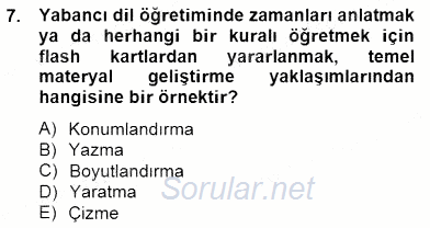 İng. Öğretmenliğinde Öğretim Teknolojileri Ve Materyal Tasarımı 2 2014 - 2015 Ara Sınavı 7.Soru