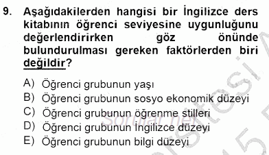 İng. Öğretmenliğinde Öğretim Teknolojileri Ve Materyal Tasarımı 2 2014 - 2015 Ara Sınavı 9.Soru